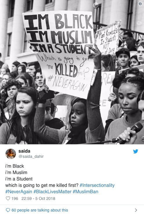 A screenshot of a Twitter post with the #BlackLivesMatter hashtag